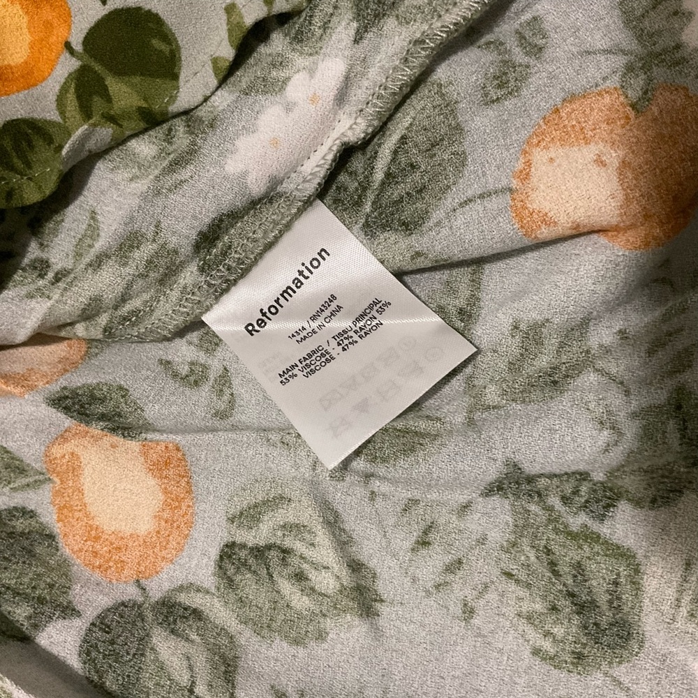 Reformation Mica Midi Dress Sz4 Orange Grove Green Long Sleeve Party Cocktail - Picture 9 of 13